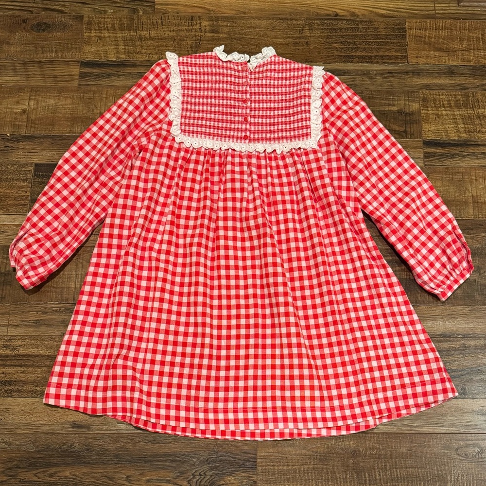 Hunter Bell Gingham Long Sleeve Dress with Lace Trim - Picture 2 of 5